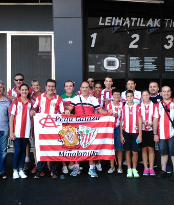 Viaje de la peña gainza de Minglanilla a Bilbao a ver el partido Athletic–Napoles 27/08/2014